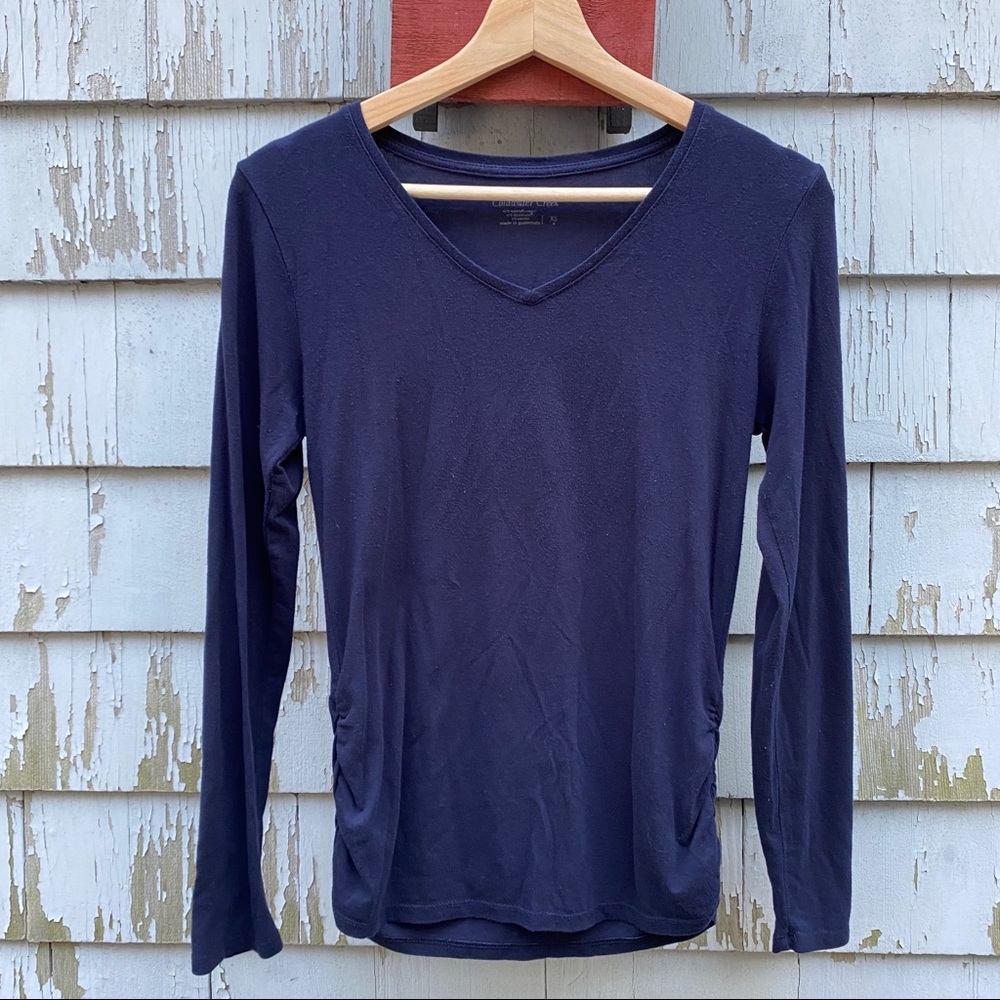 Coldwater Creek Navy Blue Long Sleeve V-Neck Top